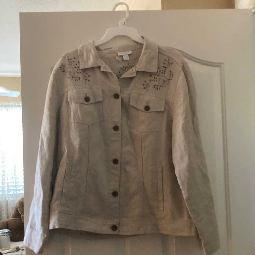Charter club women’s beige linen jacket